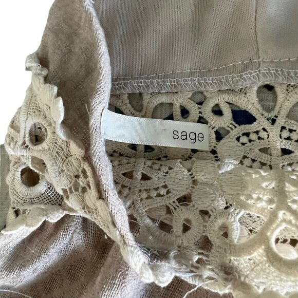 Sage Boho Crochet Cotton Plunging Halter Romper S - Picture 5 of 6